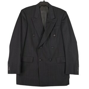 Vintage Austin Reed Regent Street Mens 35 Double Breasted Pinstripe Wool Blazer